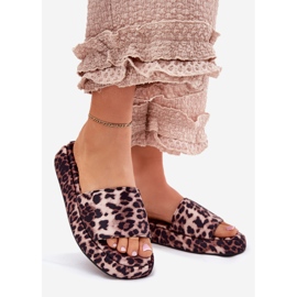Flip -flops pentru femei pe platforma leopard maro 1