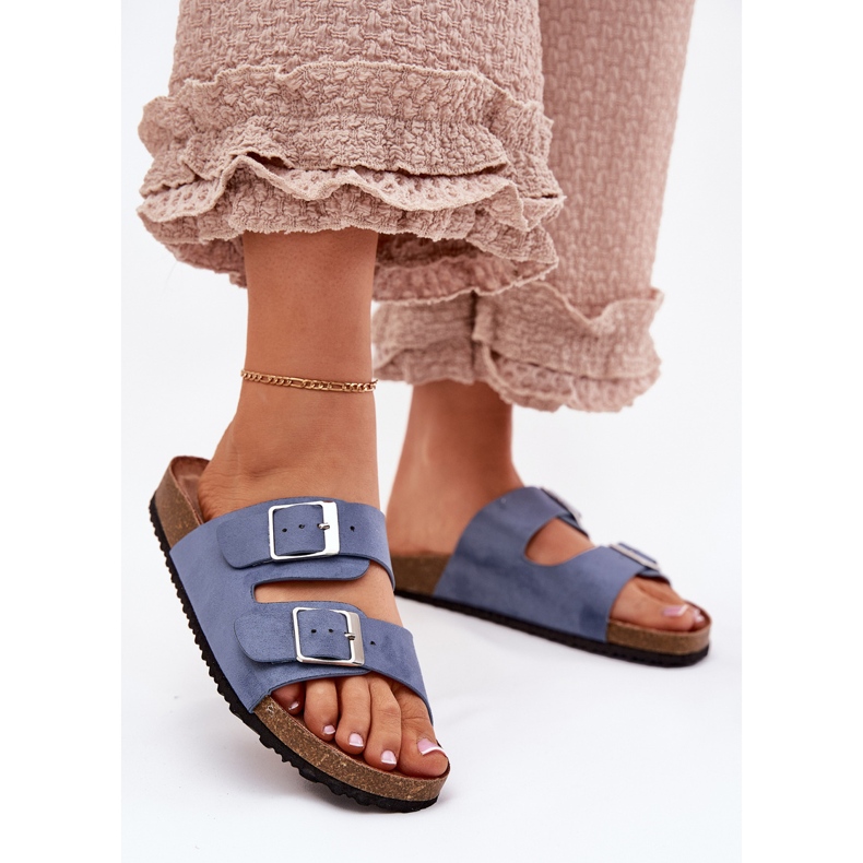 Flip -flops pentru femei pe platforma de plută catarame albastre albastru 2