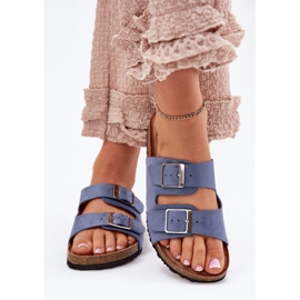 Flip -flops pentru femei pe platforma de plută catarame albastre albastru 3
