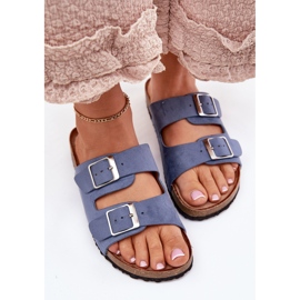 Flip -flops pentru femei pe platforma de plută catarame albastre albastru 5