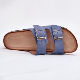 Flip -flops pentru femei pe platforma de plută catarame albastre albastru 9