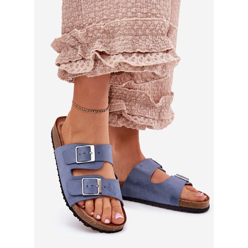 Flip -flops pentru femei pe platforma de plută catarame albastre albastru 1