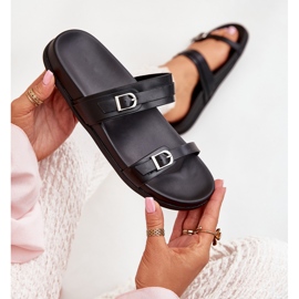 Flip-flops de damă cu catarame, negru 6