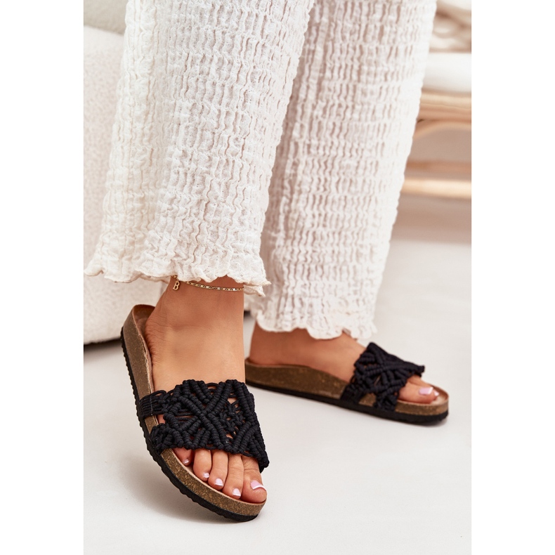 Flip -flops pentru femei pe platforma Cork Negru 2