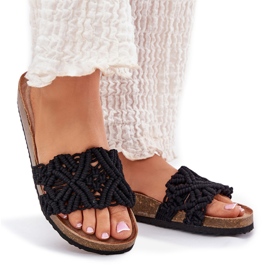 Flip -flops pentru femei pe platforma Cork Negru 8