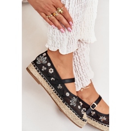 Mesh espadrilles cu broderie pe platforma neagră negru 7