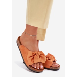 Flip -flops pentru femei pe talpa de plută cu un arc portocaliu portocale 1 Flip -flops pentru femei pe talpa de plută cu un arc portocaliu portocale 1