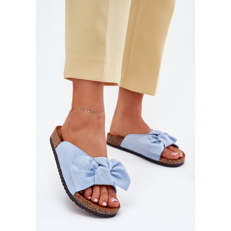 Flip -flops pentru femei pe talpa de plută cu un arc albastru 2