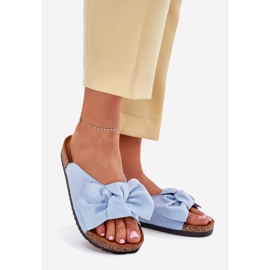 Flip -flops pentru femei pe talpa de plută cu un arc albastru 1
