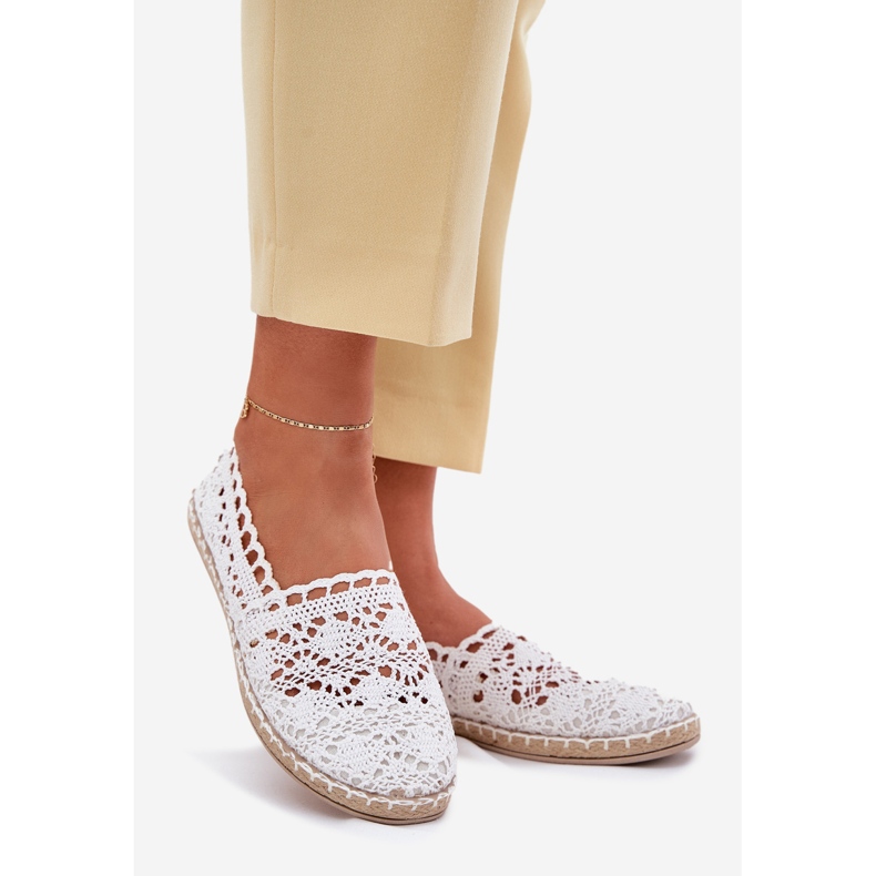 Espadrilles alb din dantelă pentru femei 1