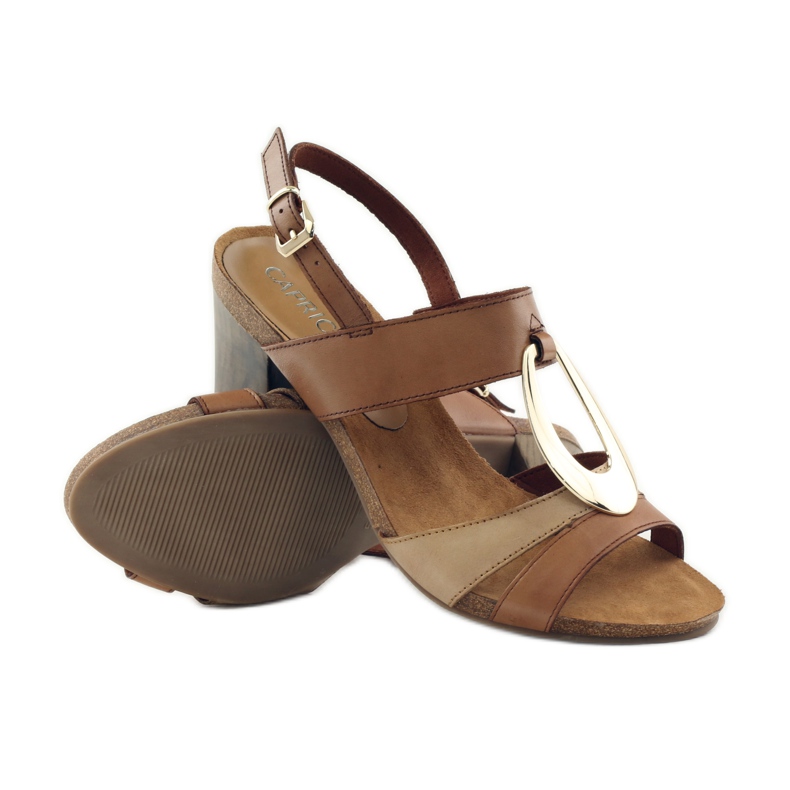 Sandale Caprice pantofi dama cu decor 28307 maro galben 3