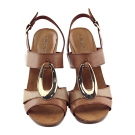 Sandale Caprice pantofi dama cu decor 28307 maro galben 4