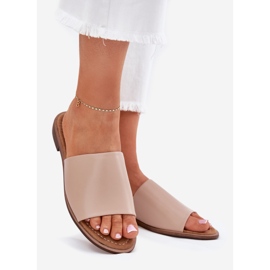 EVento FLIP -uri bej din piele pentru femei 1 EVento FLIP -uri bej din piele pentru femei 1