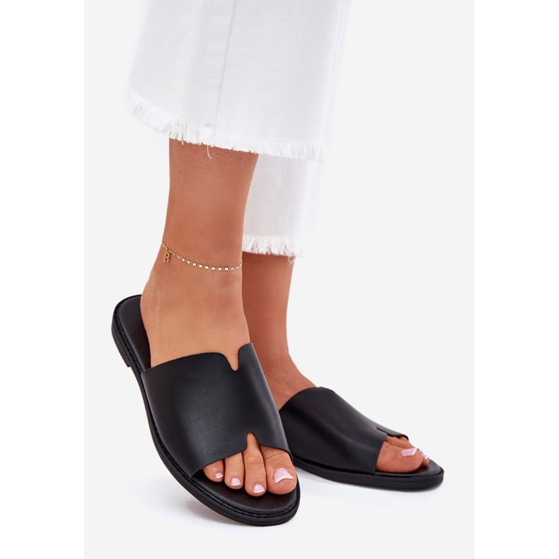 EVento Flip -flip -flip -flops cu negru cu piele plat negru 1