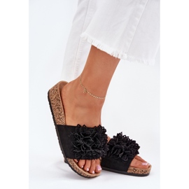 Flip -flops pentru femei pe platforma Cork Negru 6