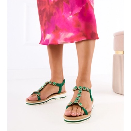 Sandale verzi decorate cu zirconi verde 1 Sandale verzi decorate cu zirconi verde 1