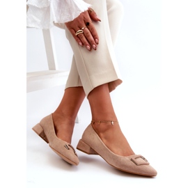 S.Barski Pompe de femei cu un ornament eco-parte S. Barski KV27-034 Bej 4