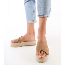 Espadrilles maro cu dungi pe platformă 1