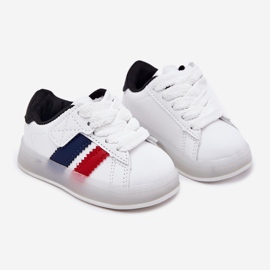 Pantofi sport pentru copii cu o talpă strălucitoare albă și albă 1