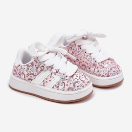 Pantofi sport pentru fete cu un motiv unicorn roz 1