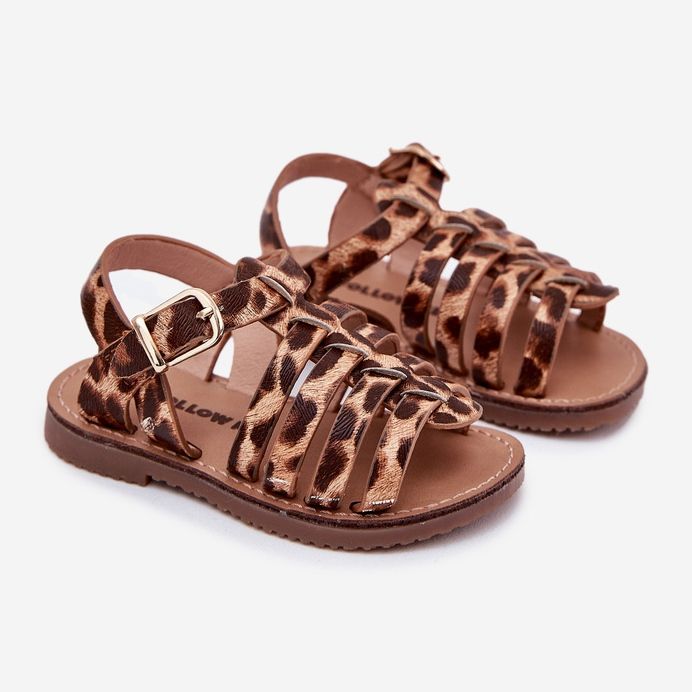 Sandale pentru copii cu imprimeu leopard din piele eco maro 1 Sandale pentru copii cu imprimeu leopard din piele eco maro 1
