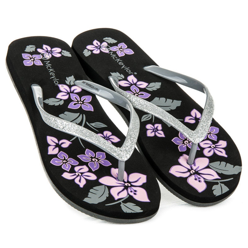 Mckeylor Flip-flops cu flori negru 1
