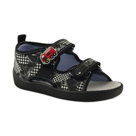 American Club Sandale cu talpă americană din piele alb negru 1