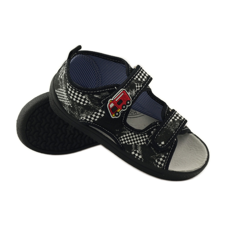 American Club Sandale cu talpă americană din piele alb negru 3