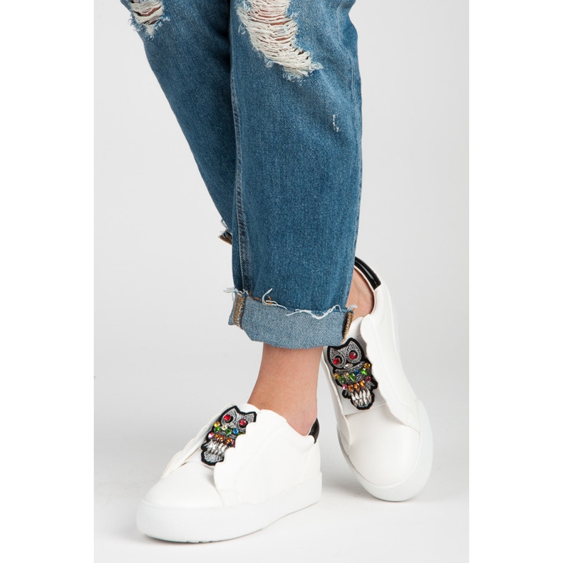 Vices Tenisi slip-on cu bufnițe alb 2 Vices Tenisi slip-on cu bufnițe alb 2