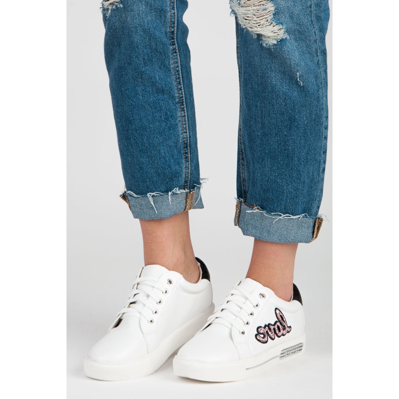 Vices Love pantofii cu șireturi alb roz 1