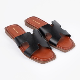 Sergio Leone Flip -flops negru cu un deget pătrat 2