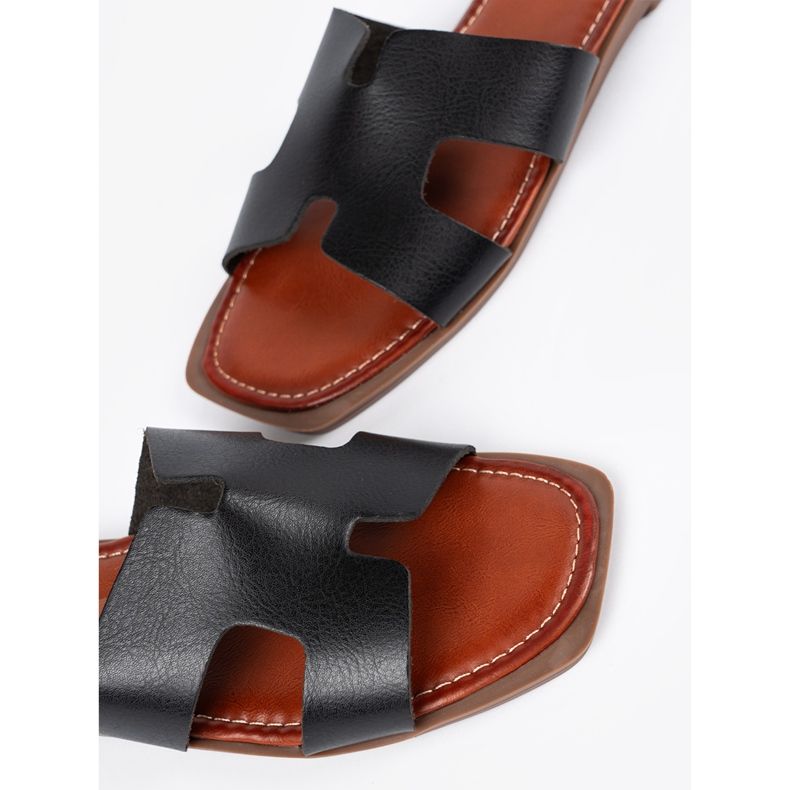 Sergio Leone Flip -flops negru cu un deget pătrat 1