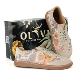 Pantofi de piele pentru femei desculți Olivier Eliza Beige Flori bej 2 Pantofi de piele pentru femei desculți Olivier Eliza Beige Flori bej 2