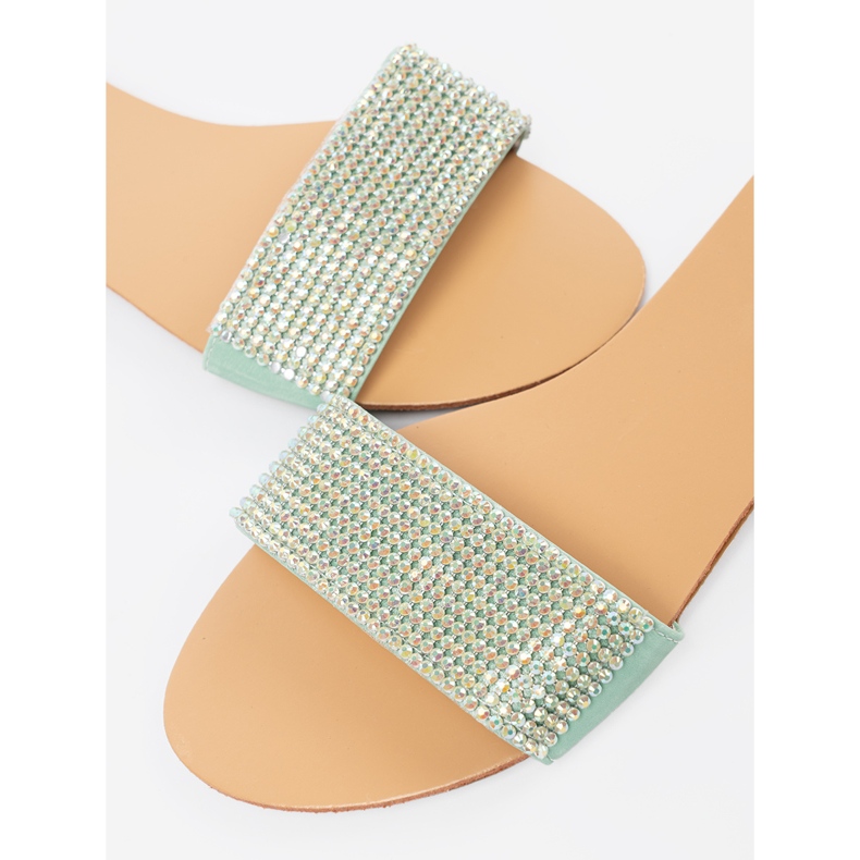 Shelvt Flip -flops verde în strasuri 1