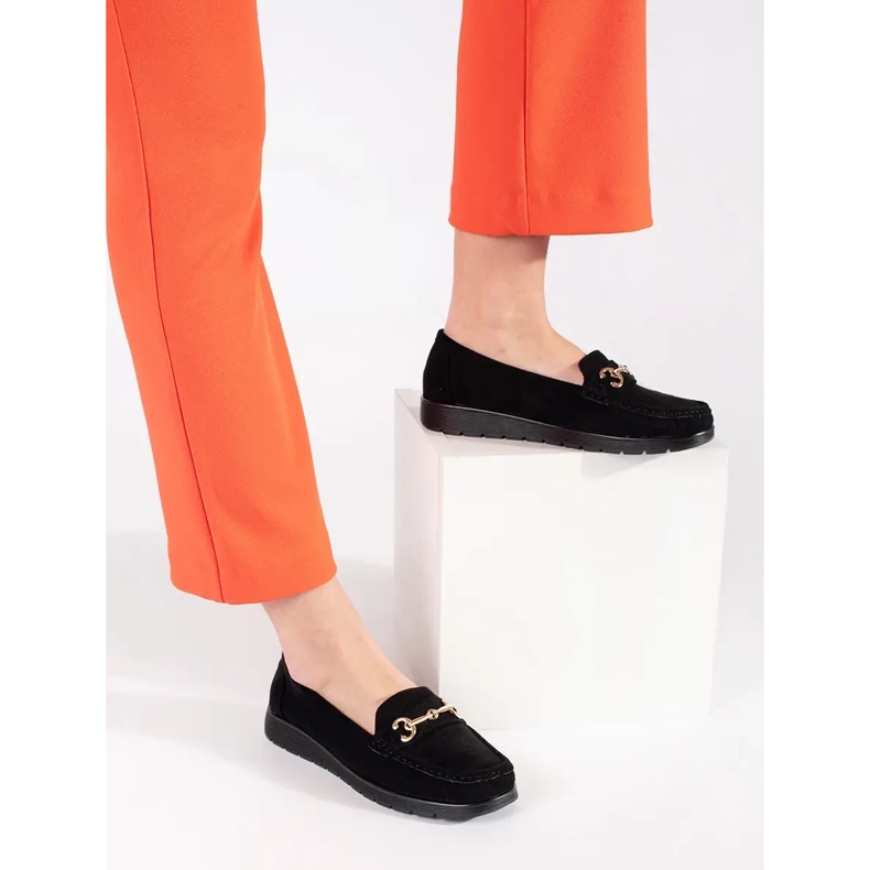 Seastar Plăcile din piele de căprioară pentru femei negre negru 2 Seastar Plăcile din piele de căprioară pentru femei negre negru 2