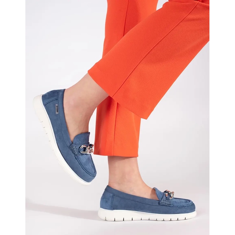 Goodin Plakes albastre din piele de căprioară cu un lanț albastru 2