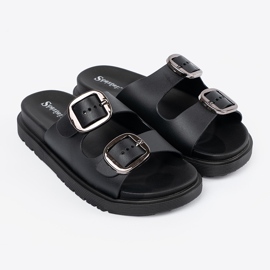 Seastar Flip -flops negru cu catarame de argint 4