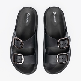 Seastar Flip -flops negru cu catarame de argint 5