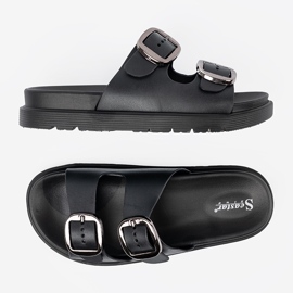 Seastar Flip -flops negru cu catarame de argint 6