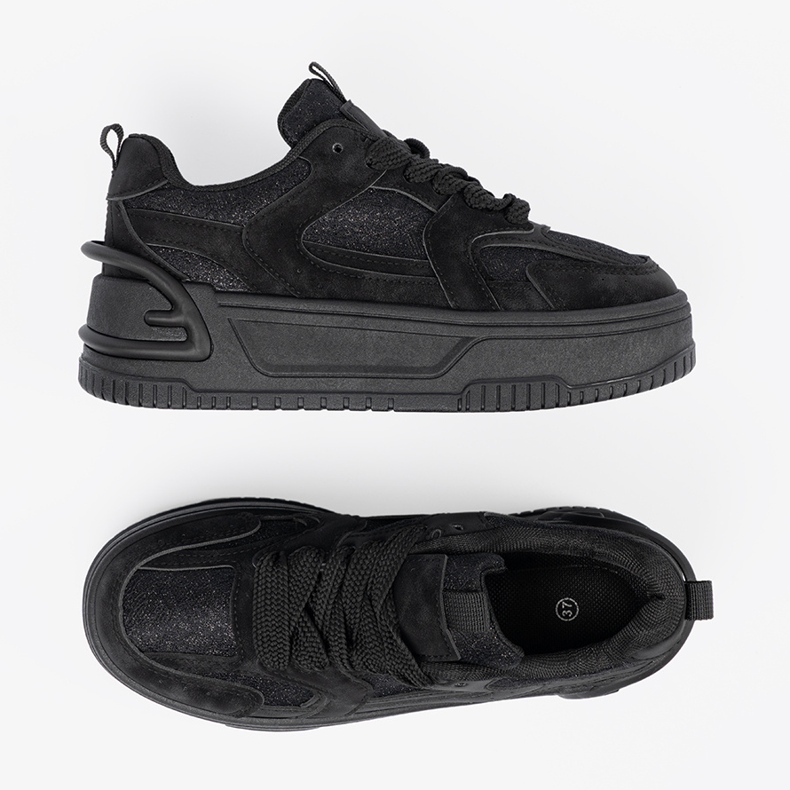 Adidași pentru femei cu dantelă neagră negru 2