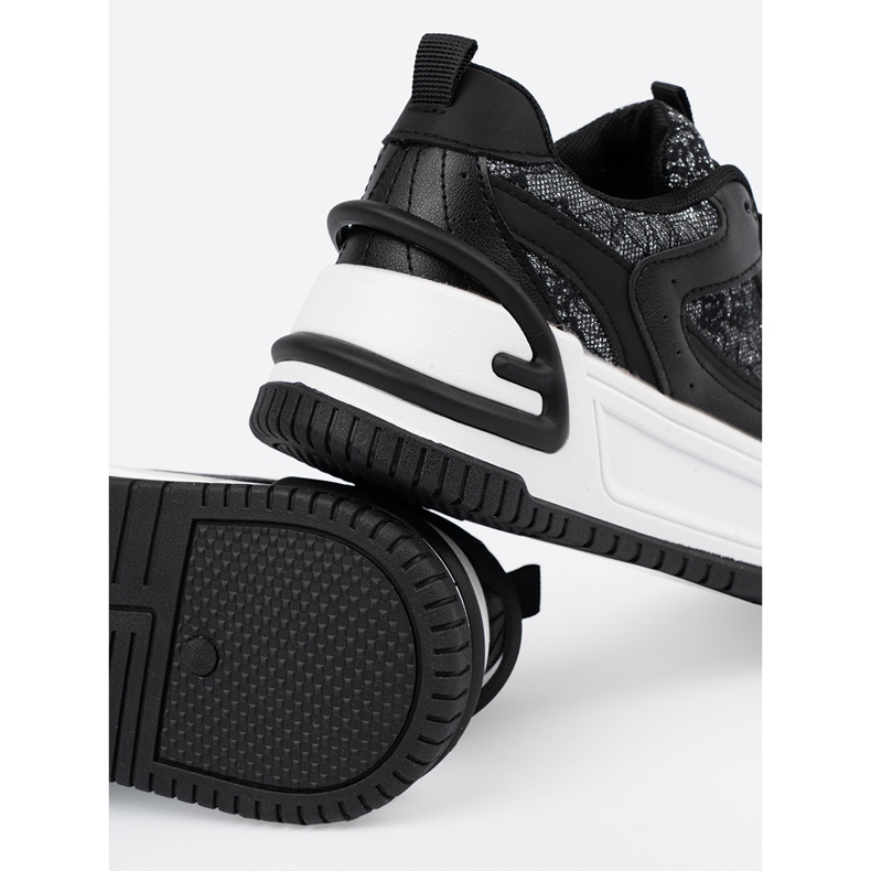 Adidași pentru femei cu dantelă alb -negru 1