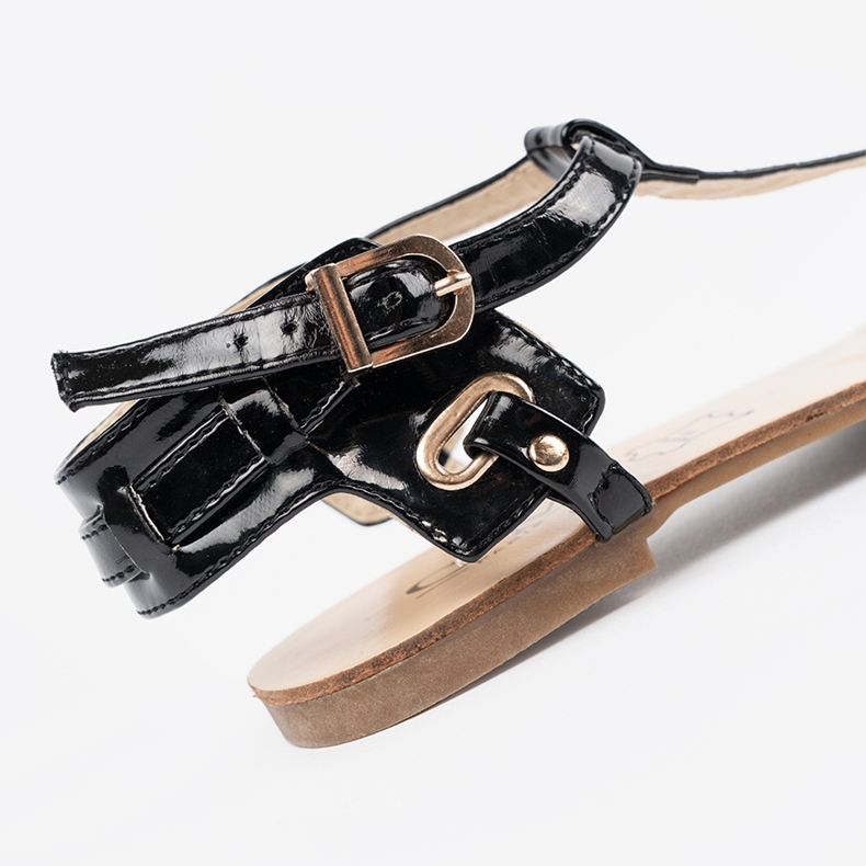 Sandale plate negre în stilul japonezului negru 2