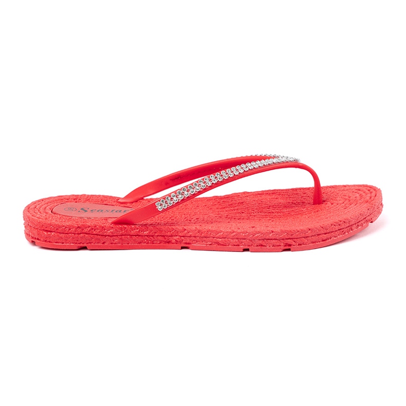 Seastar Flip -flip -flops cu zirconi roșu 2