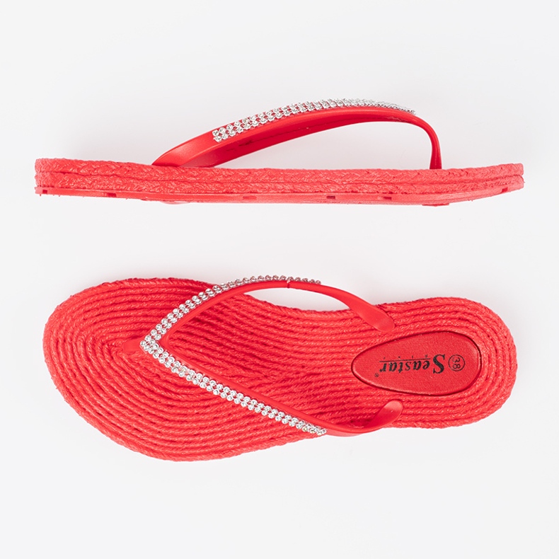 Seastar Flip -flip -flops cu zirconi roșu 1