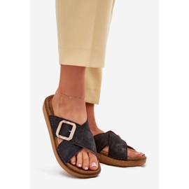 Flip -flops pentru femei cu cataramă neagră Inblu ED000025 negru 1 Flip -flops pentru femei cu cataramă neagră Inblu ED000025 negru 1