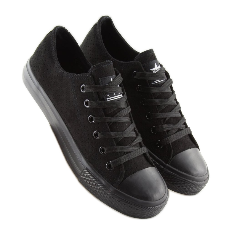 Tenisi de damă din piele intoarsa neagra G-94 negri negru 1 Tenisi de damă din piele intoarsa neagra G-94 negri negru 1