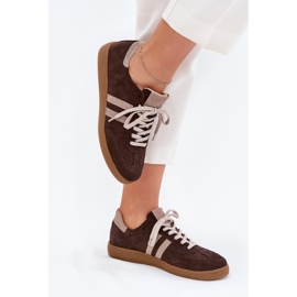 Zazoo N1068 Suede Low Women Chocolate Sneakers maro 6