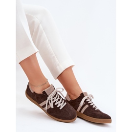 Zazoo N1068 Suede Low Women Chocolate Sneakers maro 7