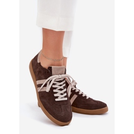 Zazoo N1068 Suede Low Women Chocolate Sneakers maro 1
