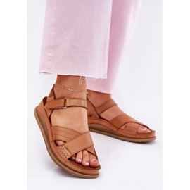 Sandale de piele pentru femei pe platformă Maciejka L7064-04 Brown maro 2